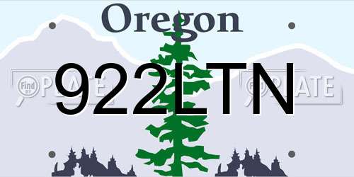 922LTN Oregon License Plate
