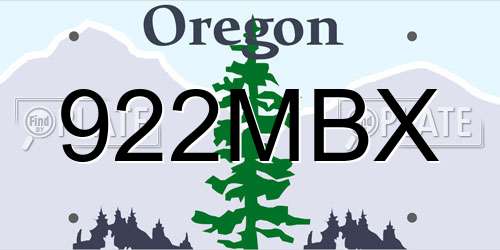 922MBX Oregon License Plate