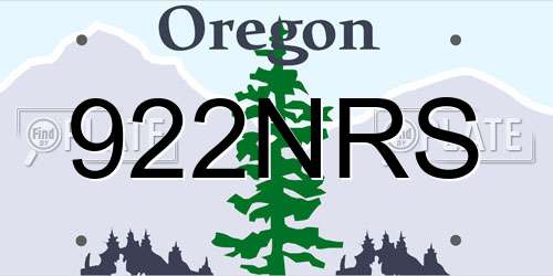 922NRS Oregon License Plate