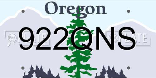 922QNS Oregon License Plate