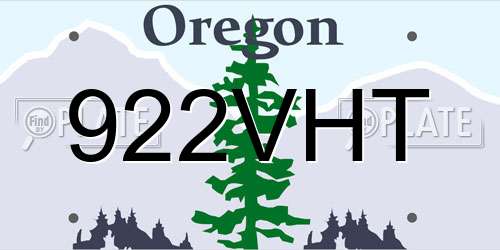 922VHT Oregon License Plate