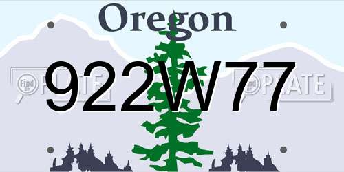 922W77 Oregon License Plate