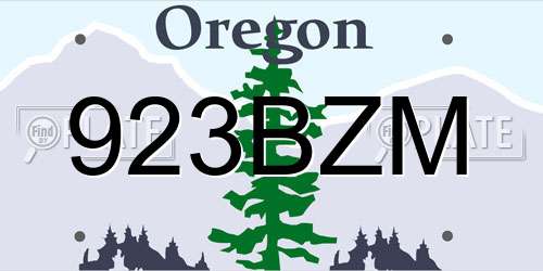 923BZM Oregon License Plate