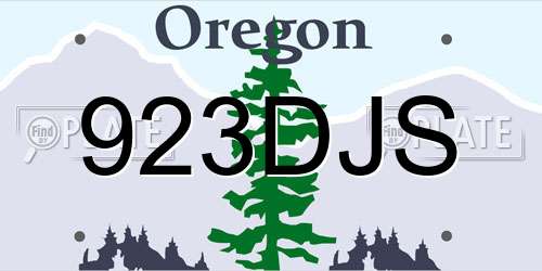 923DJS Oregon License Plate