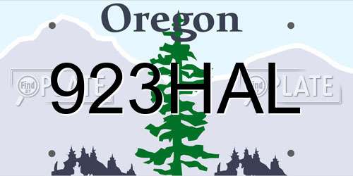 923HAL Oregon License Plate