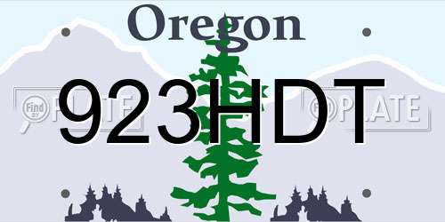 923HDT Oregon License Plate