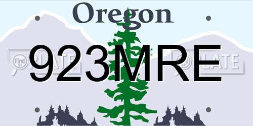 923MRE Oregon License Plate
