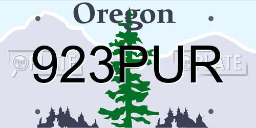 923PUR Oregon License Plate