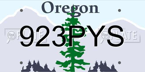 923PYS Oregon License Plate