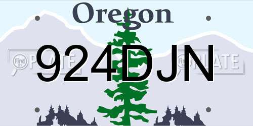 924DJN Oregon License Plate