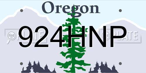 924HNP Oregon License Plate