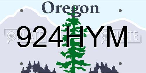 924HYM Oregon License Plate