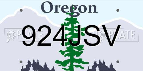 924JSV Oregon License Plate