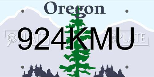 924KMU Oregon License Plate
