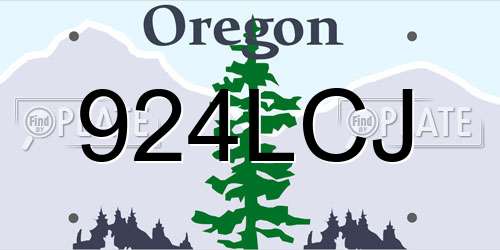 924LCJ Oregon License Plate