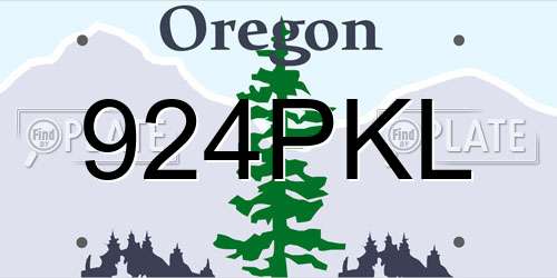 924PKL Oregon License Plate