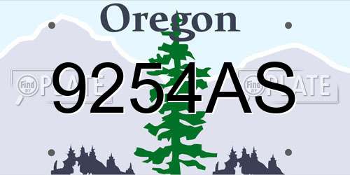 9254AS Oregon License Plate