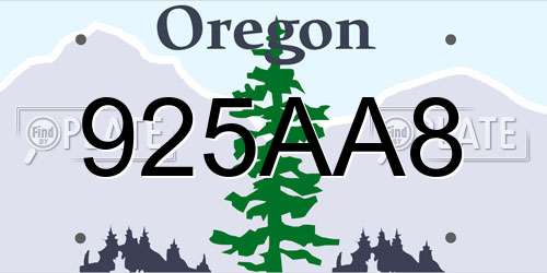 925AA8 Oregon License Plate