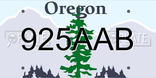 925AAB Oregon License Plate