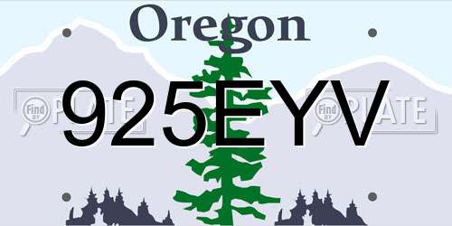 925EYV Oregon License Plate