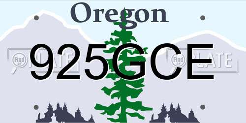 925GCE Oregon License Plate