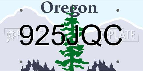 925JQC Oregon License Plate