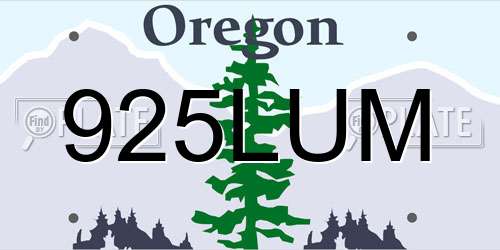 925LUM Oregon License Plate