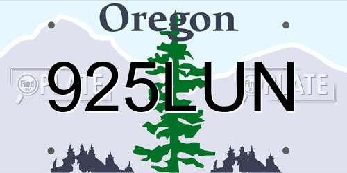 925LUN Oregon License Plate