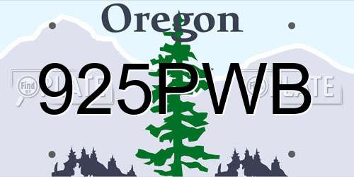 925PWB Oregon License Plate
