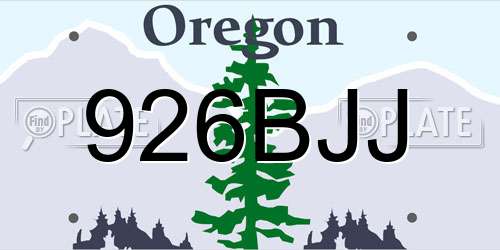 926BJJ Oregon License Plate