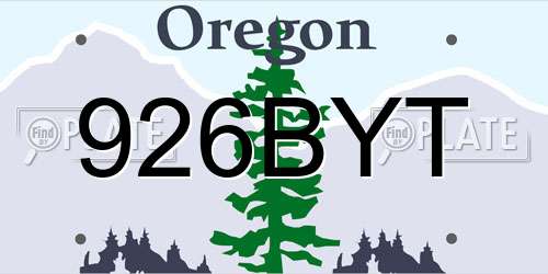 926BYT Oregon License Plate