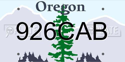 926CAB Oregon License Plate