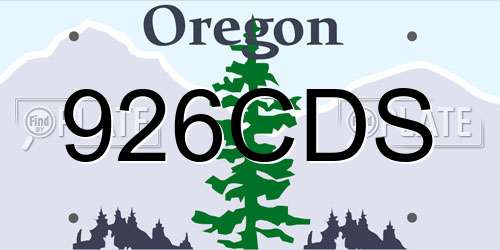 926CDS Oregon License Plate
