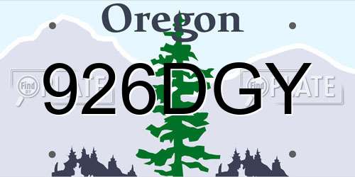 926DGY Oregon License Plate