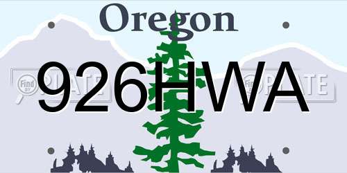 926HWA Oregon License Plate