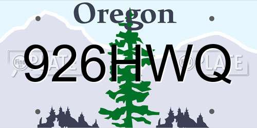 926HWQ Oregon License Plate