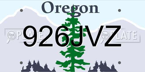 926JVZ Oregon License Plate