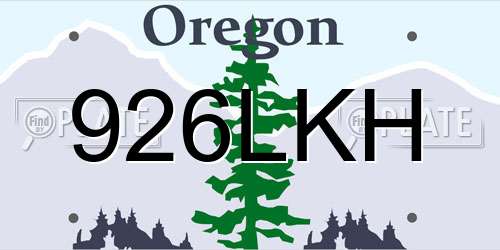 926LKH Oregon License Plate