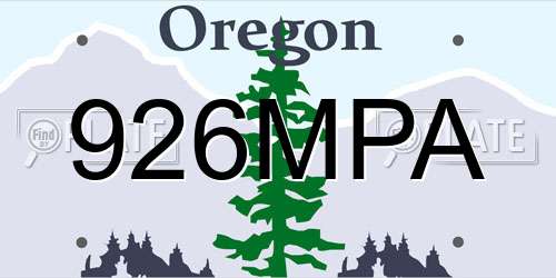 926MPA Oregon License Plate