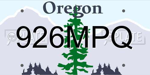 926MPQ Oregon License Plate