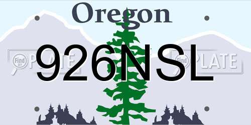 926NSL Oregon License Plate