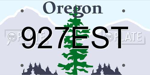 927EST Oregon License Plate