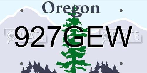 927GEW Oregon License Plate