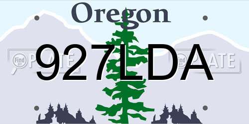 927LDA Oregon License Plate