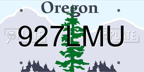 927LMU Oregon License Plate