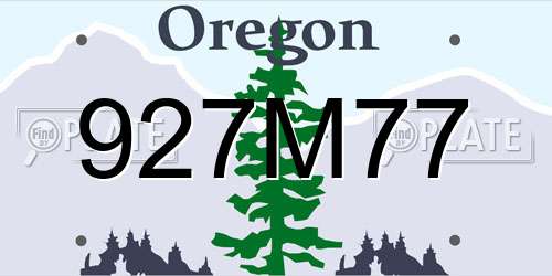 927M77 Oregon License Plate