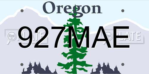 927MAE Oregon License Plate