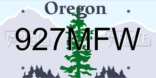 927MFW Oregon License Plate