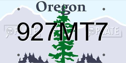 927MT7 Oregon License Plate