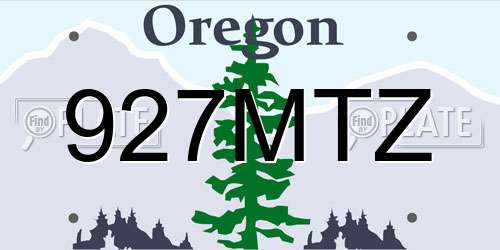 927MTZ Oregon License Plate